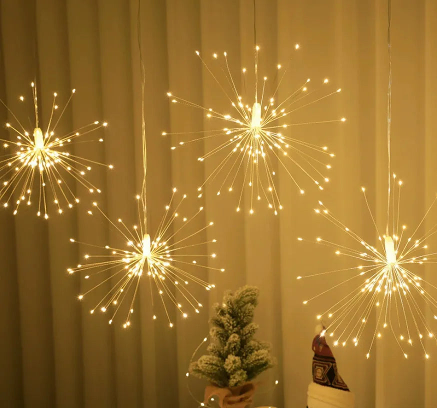 Luces LED de estrella tipo fuegos artificiales, 5 en 1, enchufables, impermeables y colgantes para decoración de jardines y fiestas de Navidad