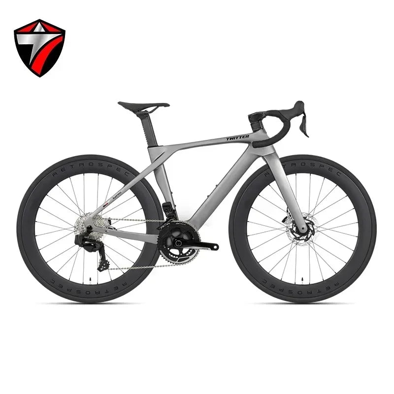 Bicicleta de carretera TWITTER T10pro con velocidad variable electrónica, bicicleta de 24 velocidades EDS TX7100, fibra de carbono T800, freno de disco hidráulico