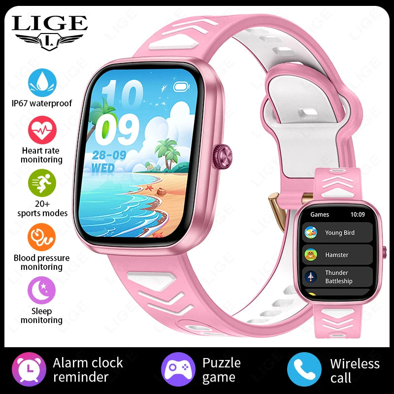 LIGE 2026 Nuevo Reloj Inteligente para Niños 1.75“ HD Llamada Bluetooth Reloj Inteligente Infantil Monitoreo de Salud Deportivo Reloj Impermeable para Niños y Niñas