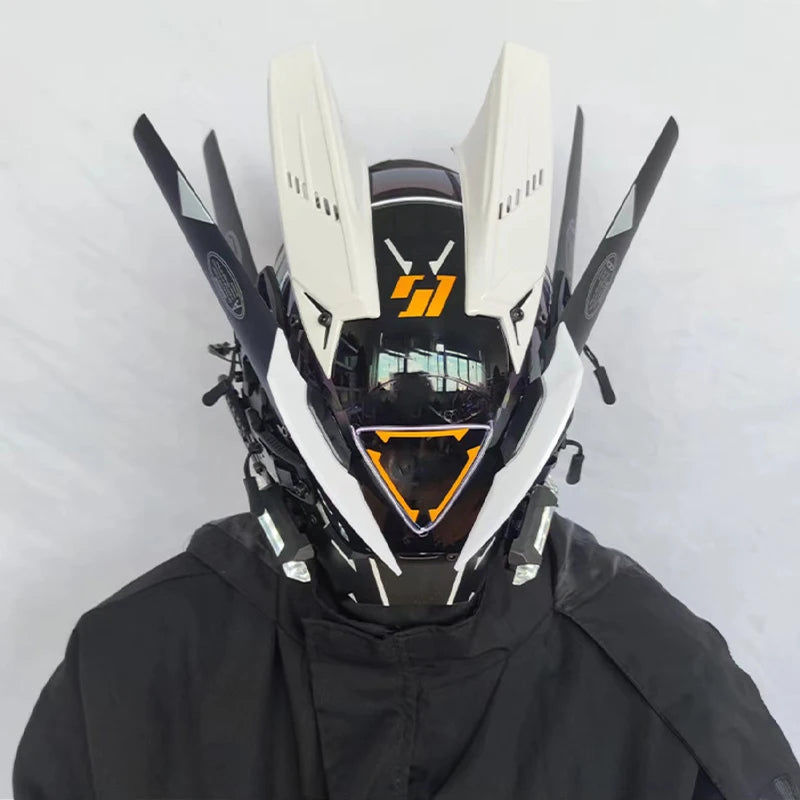 Máscara de casco nuevo Cyberpunk Samurai Robot Tech Shinobi especial Punk Techwear con luz Led máscara de Cosplay juguete niños regalo de Halloween ﻿