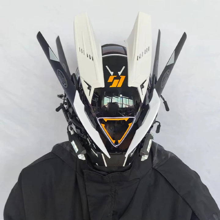 Máscara de casco nuevo Cyberpunk Samurai Robot Tech Shinobi especial Punk Techwear con luz Led máscara de Cosplay juguete niños regalo de Halloween ﻿