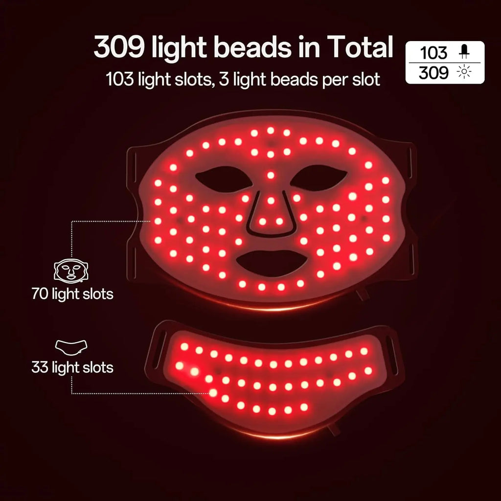 Máscara Facial y de Cuello de Silicona Flexible, 7 Colores, Máscara LED Inalámbrica de Fotones de Alta Energía, Cuidado Diario de la Piel sin Esfuerzo