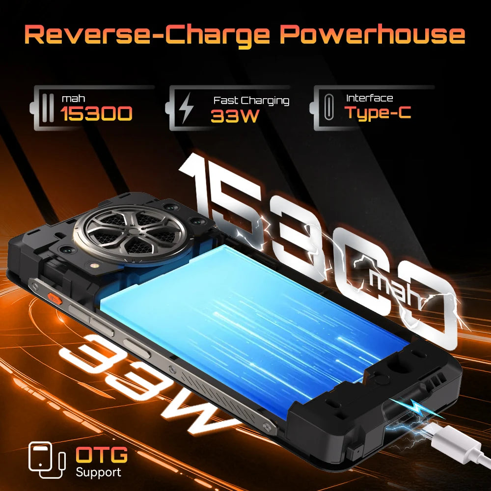 Cubot Смартфон King Kong Power 5, Android 15 6.88" 120Hz Screen, 15300mAh Battery, 16GB RAM (6+10) 128GB ROM,MTK G100 5W Speaker
