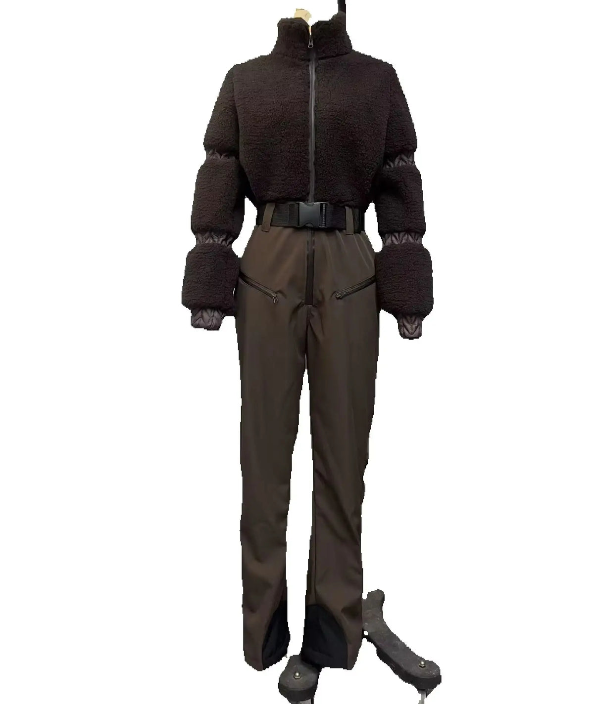 Mono de esquí y snowboard elegante para mujer, de una pieza, con forro polar grueso, cinturón, cálido, cortavientos, para invierno 2026