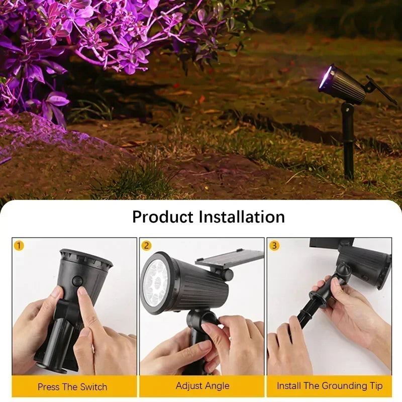 1/2 uds. Focos solares para exteriores, luz solar ajustable para paisajes, 9 LED RGB, impermeables, para árboles, jardín, estanque, patio y camino