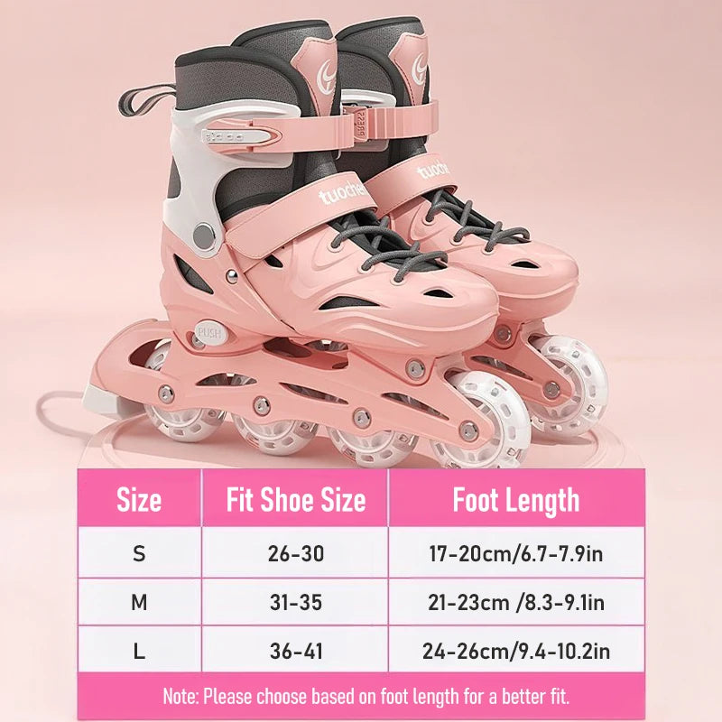 Patines en Línea Ajustables para Niños y Niñas con Ruedas LED Intermitentes, Patines de Ruedas para Principiantes con Freno Seguro, Zapatos de Entrenamiento para Exteriores, Regalo
