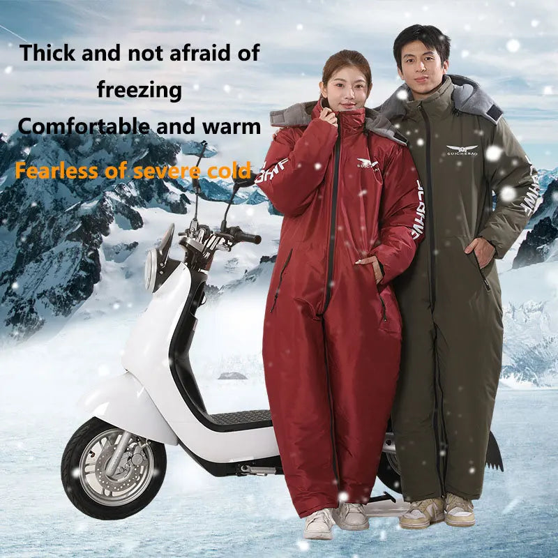Traje Impermeable y Cortavientos para Motociclismo de Invierno, Todo en Uno, Ropa Cálida y Gruesa de Felpa, Ropa a Prueba de Frío, Trajes de Esquí