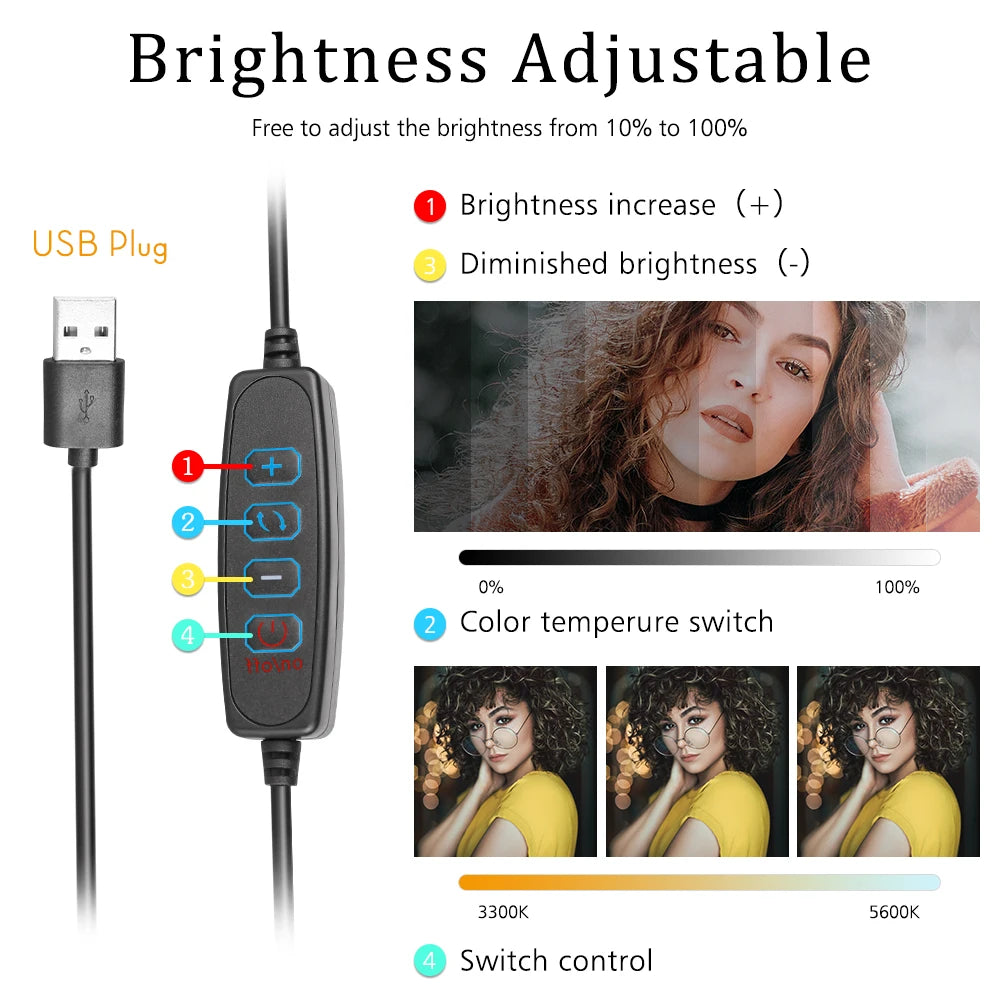 Panel de luz LED de 6 pulgadas para fotografía y video, kit de iluminación para estudio fotográfico con trípode, filtros RGB para grabación y transmisión en vivo.