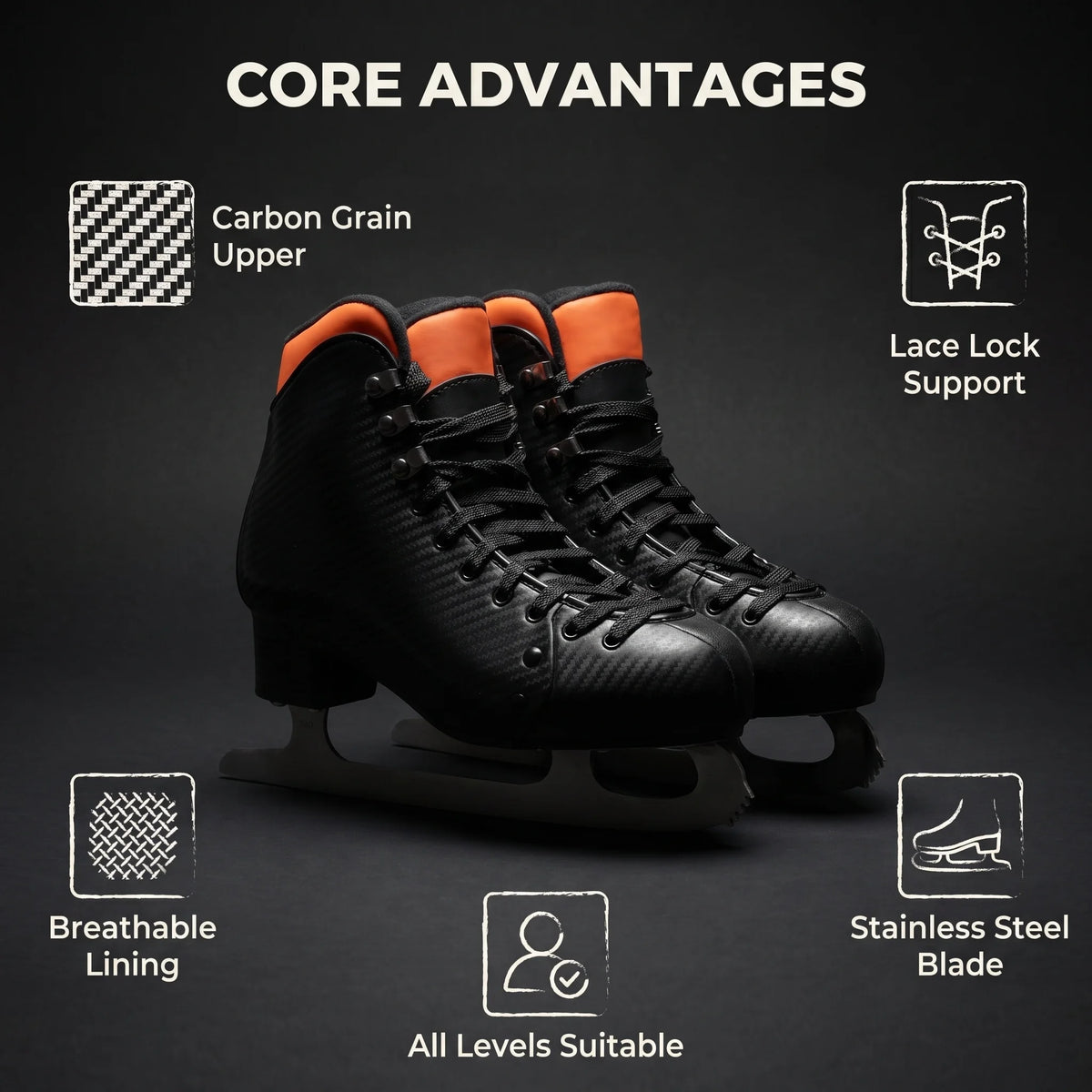 Patines de Hielo para Patinaje Artístico 2027 para Negocios de Alquiler, Venta al Por Mayor de Fábrica con Cuchilla Duradera y Soporte Robusto