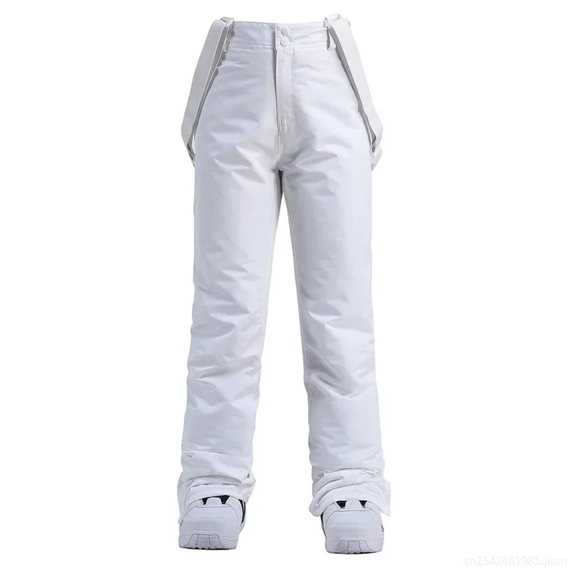 Pantalones de esquí para hombre y mujer, pantalones de esquí gruesos y cálidos de invierno, pantalones con tirantes impermeables a prueba de viento, pantalones de Snowboard de talla grande