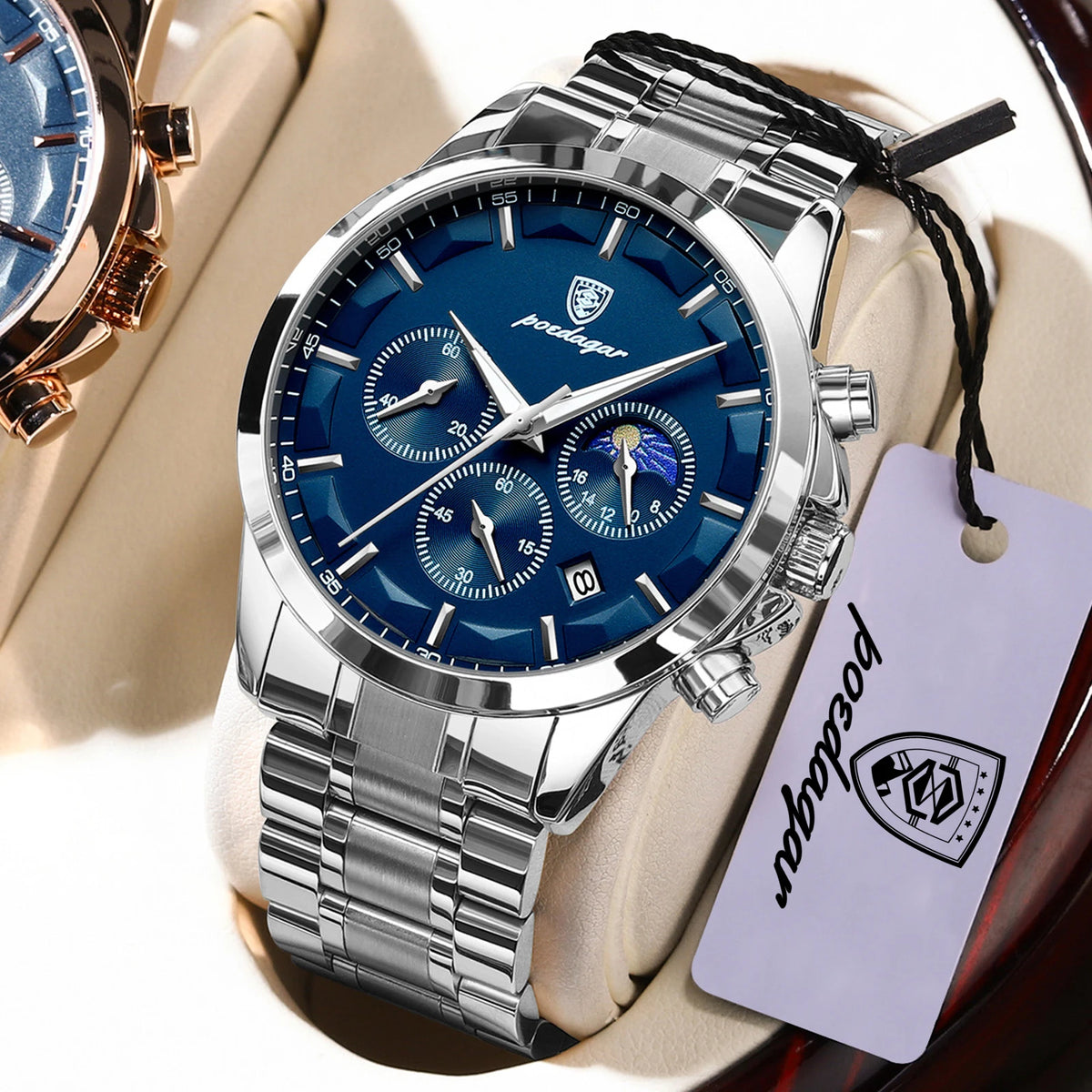 POEDAGAR Youth Fashion Man Clock Waterproof Luminous Stainless Steel Men Watch Chronograph Date Quartz Sport Men's Watches Reloj