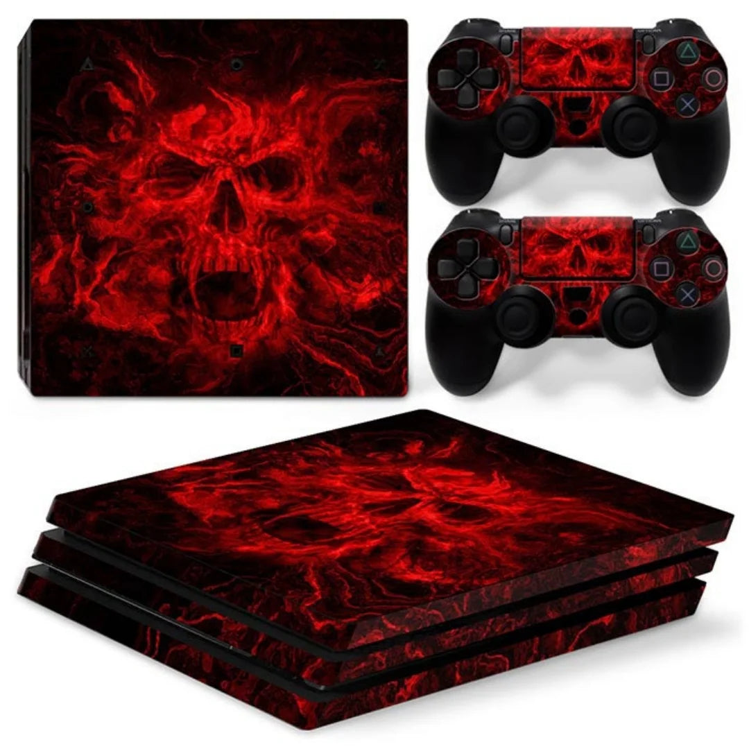Protective Vinyl Decal Skin Sticker Full Set Cover Wrap for PS4 Pro Console and 2 Controllers