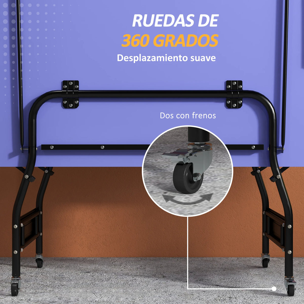 SPORTNOW Mesa de Ping-Pong Plegable con 4 Ruedas 274x152,5x76 cm Azul