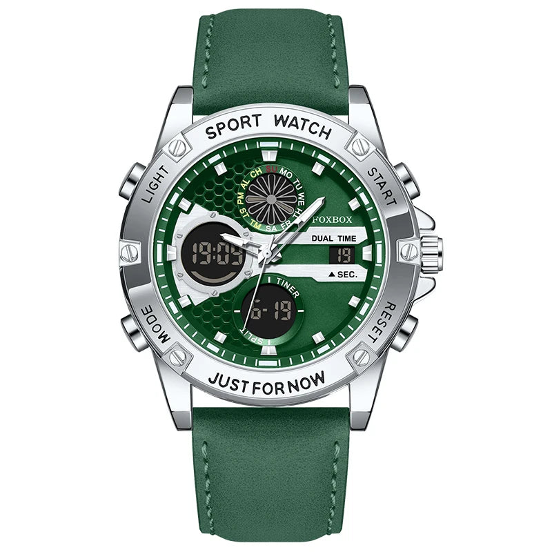 Reloj LIGE de alta gama para hombre, reloj de pulsera de cuarzo con cronógrafo, militar, deportivo, resistente al agua y con correa de piel