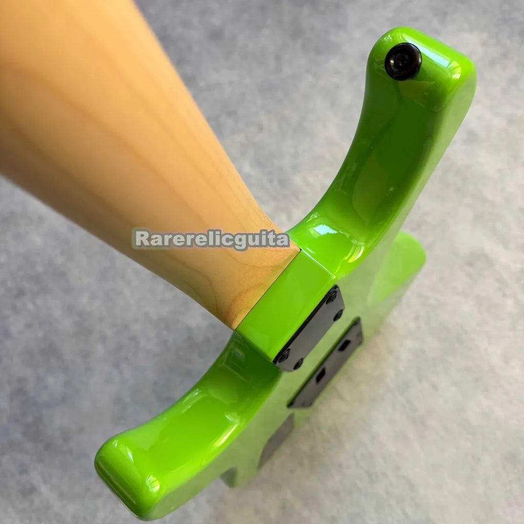 Guitarra Eléctrica Personalizada de 6 Cuerdas Green Snake, Trémolo Floyd Rose, Herrajes Negros