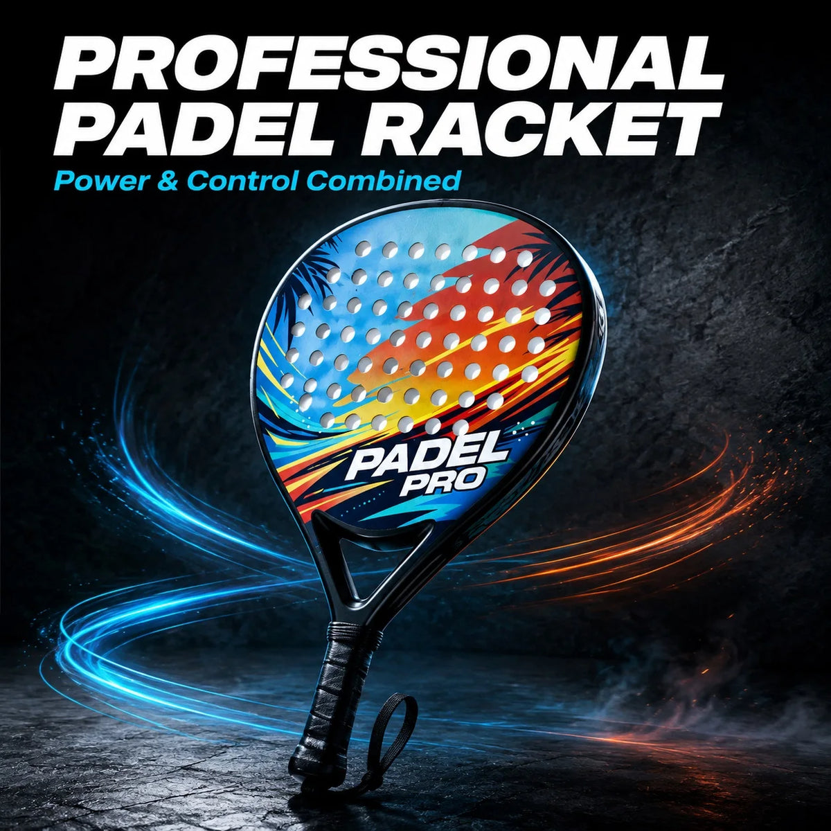 Raqueta de Pádel Ligera WNONSO, Forma Redonda Duradera, Núcleo de EVA Suave, Gran Absorción de Impactos, Máximo Confort y Control