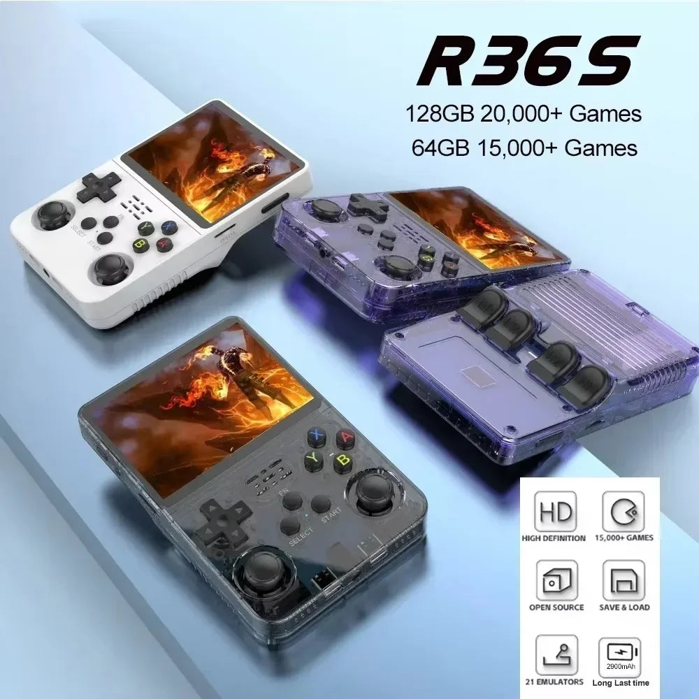 Retro Portable Video Game Console R36S Open-Source with Linux System 3.5-Inch IPS Screen Multimedia Player with AV Port