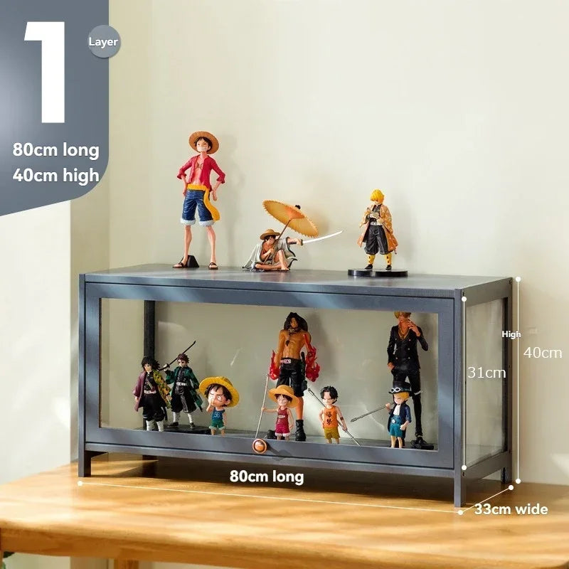 Vitrina hecha a mano, vitrina transparente a prueba de polvo con imitación de vidrio, caja de almacenamiento acrílica para juguetes Lego, estante para libros