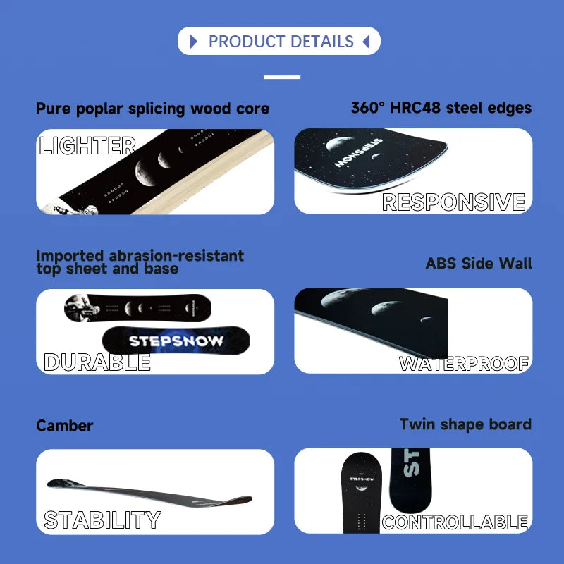 Fabricante profesional de tablas de snowboard OEM ODM, precio de construcción sándwich, núcleo de madera de álamo, curvatura, para todo tipo de terreno