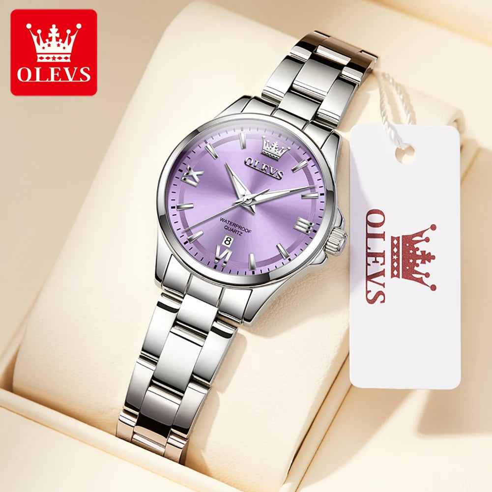 Reloj OLEVS 3668 para mujer, moderno, resistente al agua, luminoso, de cuarzo, con fecha automática, pulsera para dama, caja de regalo original.