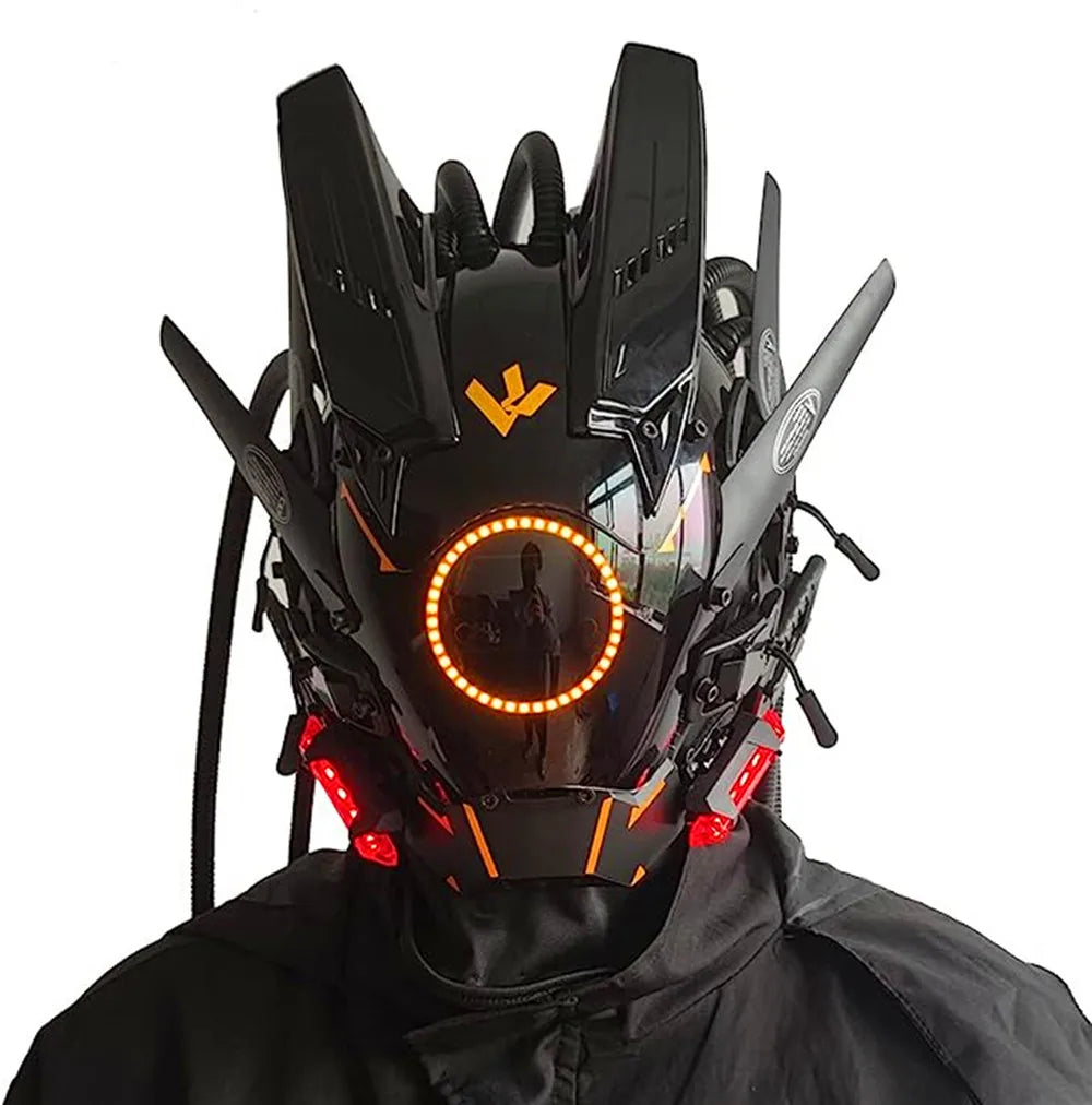 Máscara Cyber punk LED peinado trenza Halloween Navidad juego de rol casco fiesta regalo para adultos ﻿