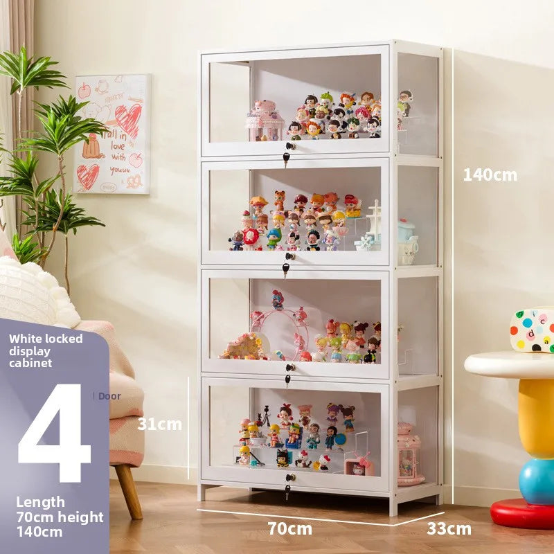 Vitrina transparente para Lego con cerradura, armario para adornos y cajas ciegas, almacenamiento de accesorios, estilo clásico y funcional.