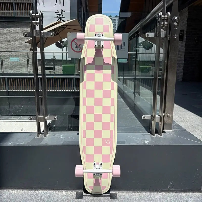Patineta Longboard Completa de 113 cm para Principiantes, Adultos y Niños, con Tabla de Bambú, Arce y Fibra de Vidrio, Ruedas de 65x46 mm para Bailar Freestyle