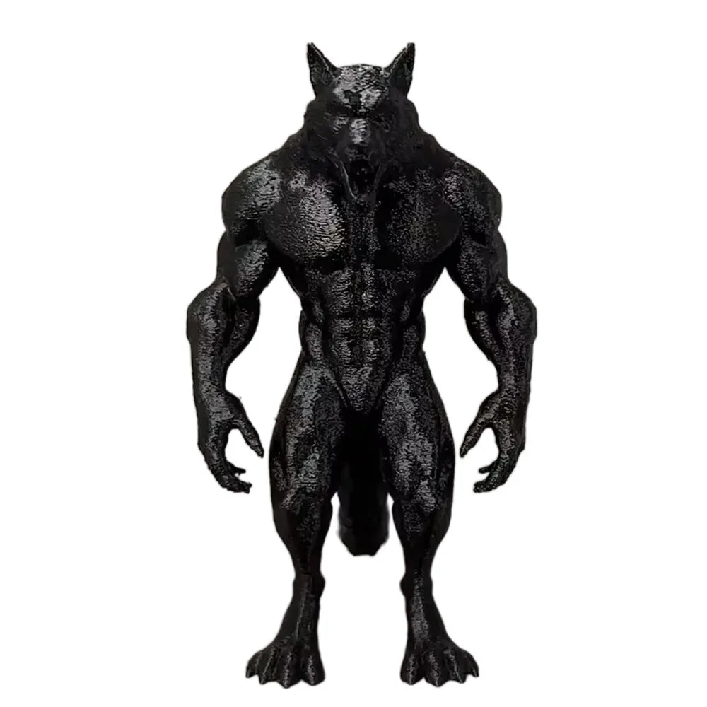 Estatuas de hombre lobo impresas en 3D, modelos artesanales realistas, estatuilla de hombre lobo, adornos de estatua de hombre lobo negro