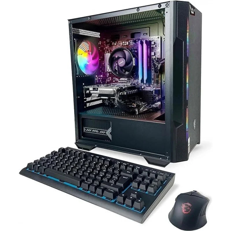 PC de Escritorio Ryzen 5 5500, RTX 3050 6GB, (2 * 8GB) 16 GB RAM 3600 RGB, SSD 480GB M.2 NVME, W11, WiFi, Ratón y Teclado, 1