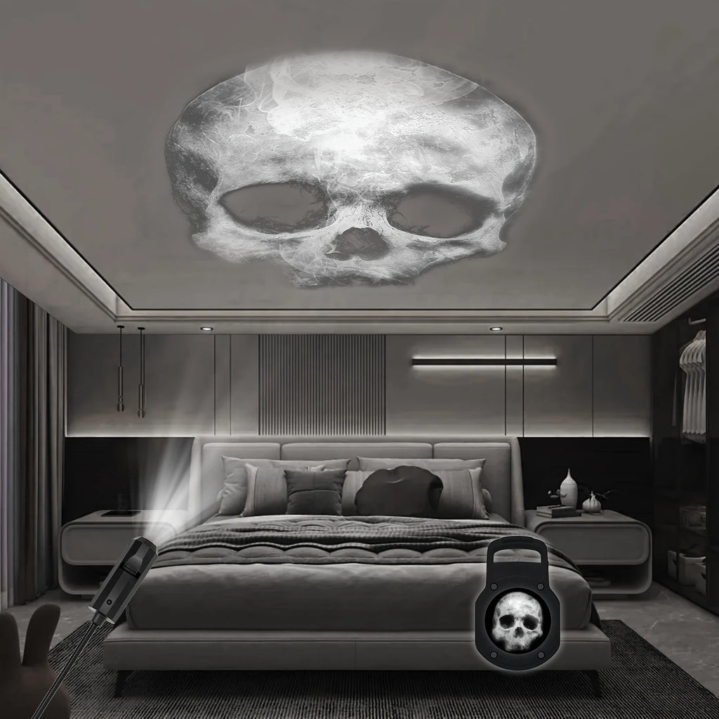 Lámpara de proyección LED USB para Halloween, 3/6 piezas, luz con patrones de fantasma y esqueleto, luz nocturna, luz de ambiente navideño, decoración festiva