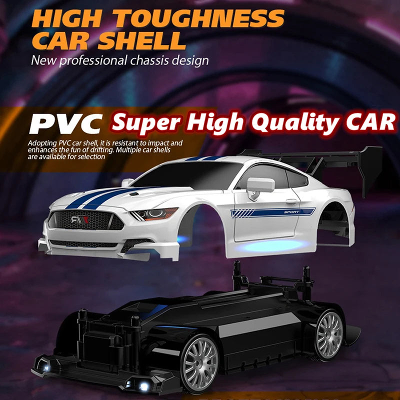 Coche de drift a control remoto 4WD, vehículo de carreras de alta velocidad con luces LED, radio de 2.4GHz, juguete de camioneta todoterreno 4x4 para niños