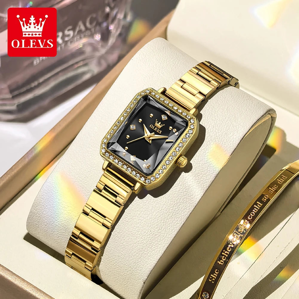 Reloj OLEVS 5688 Original Elegante para Mujer, Cuadrado, Movimiento de Cuarzo Importado, Resistente al Agua, Super Luminoso, Reloj de Pulsera para Mujer