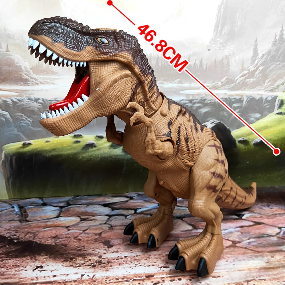 Juguete eléctrico de dinosaurio robot de gran tamaño que camina, echa humo, pone huevos, con luces y sonidos, modelo de juguete mecánico para niños
