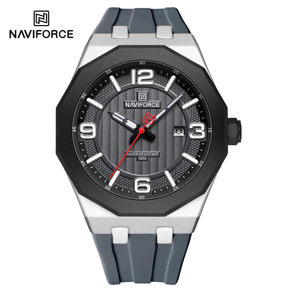 NAVIFORCE Men Wristwatch Top Brand Luxury Clear Business Watch Silicone Sport Military Original Quartz Male Clock Gift 8079