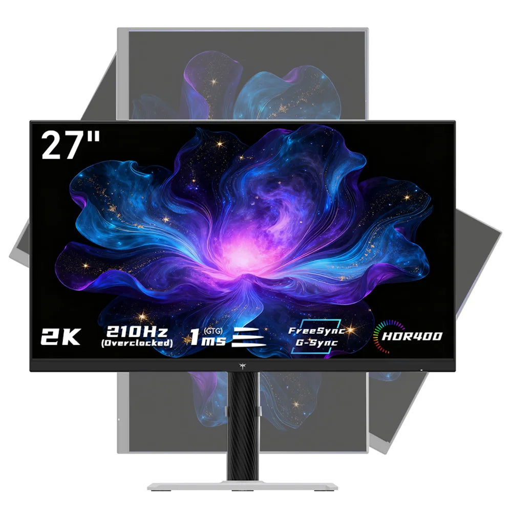 Monitor para Juegos KTC H27T6 de 27 Pulgadas, 2K QHD 2560x1440, 210Hz, IPS Rápido, HDR400, 1ms GTG, Compatible con FreeSync y G-Sync, Soporte Giratorio Ajustable en Altura, Cuidado Ocular con Luz Azul Baja