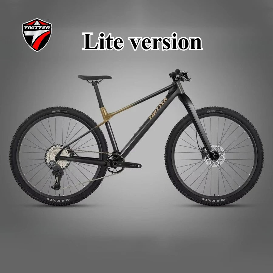 Bicicleta de montaña de fibra de carbono para campo a través (XC), freno de disco hidráulico, velocidad variable electrónica TWITTER M10 SENTYEH ES800-13S/XT/M8100-12S