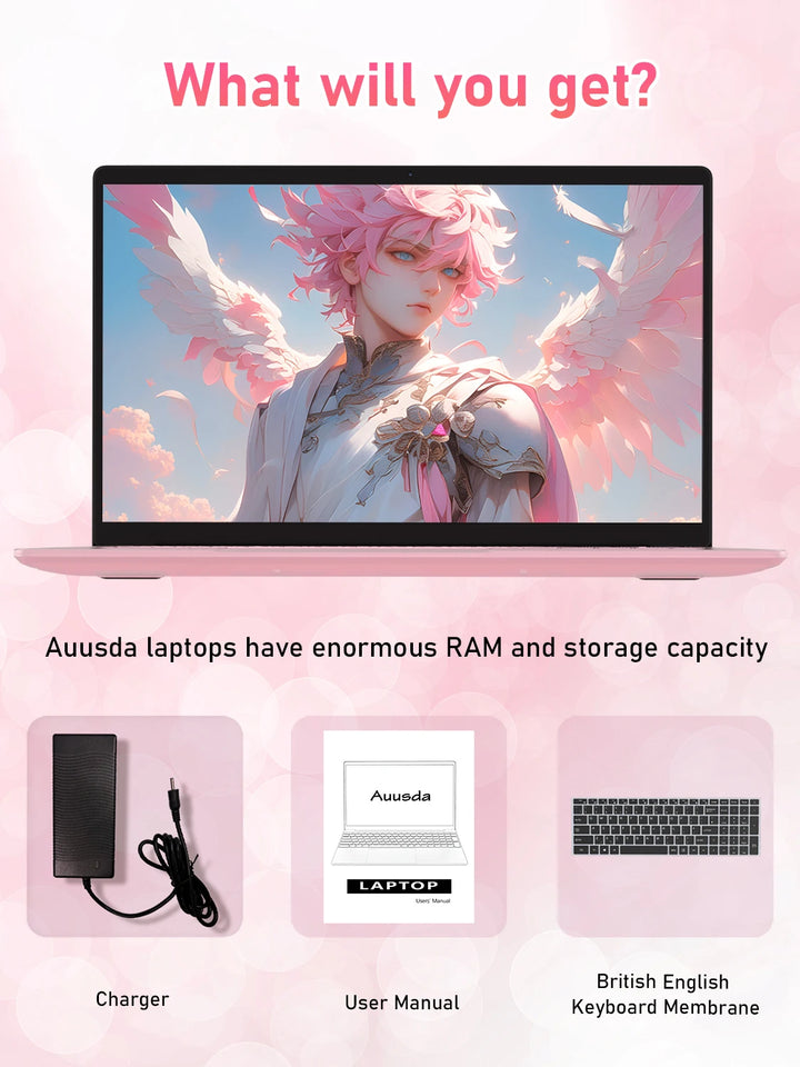 Portátil rosa de 15,6 pulgadas con pantalla FHD IPS, procesador Intel N150, 32 GB de memoria RAM DDR4, disco SSD de 1 TB, Windows 11 Pro, resolución 1920x1080, Wi-Fi de doble banda, Bluetooth 5.0: portátil, ordenador p