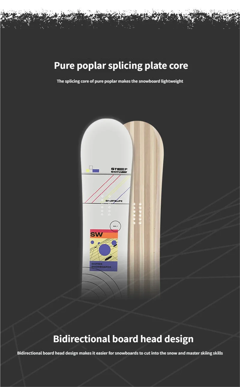 Tabla de Snowboard y Esquí para Principiantes y Adultos, Todo Terreno, Ecológica, de Madera de Álamo, Venta al Por Mayor