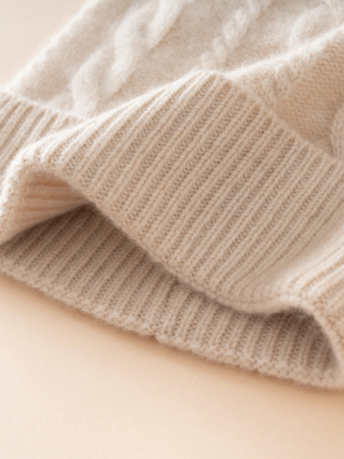 Gorro de punto trenzado 100% cachemira pura para mujer y hombre, suave y cálido para invierno, gorro clásico con puño acanalado, gorro unisex con puño plegado clásico