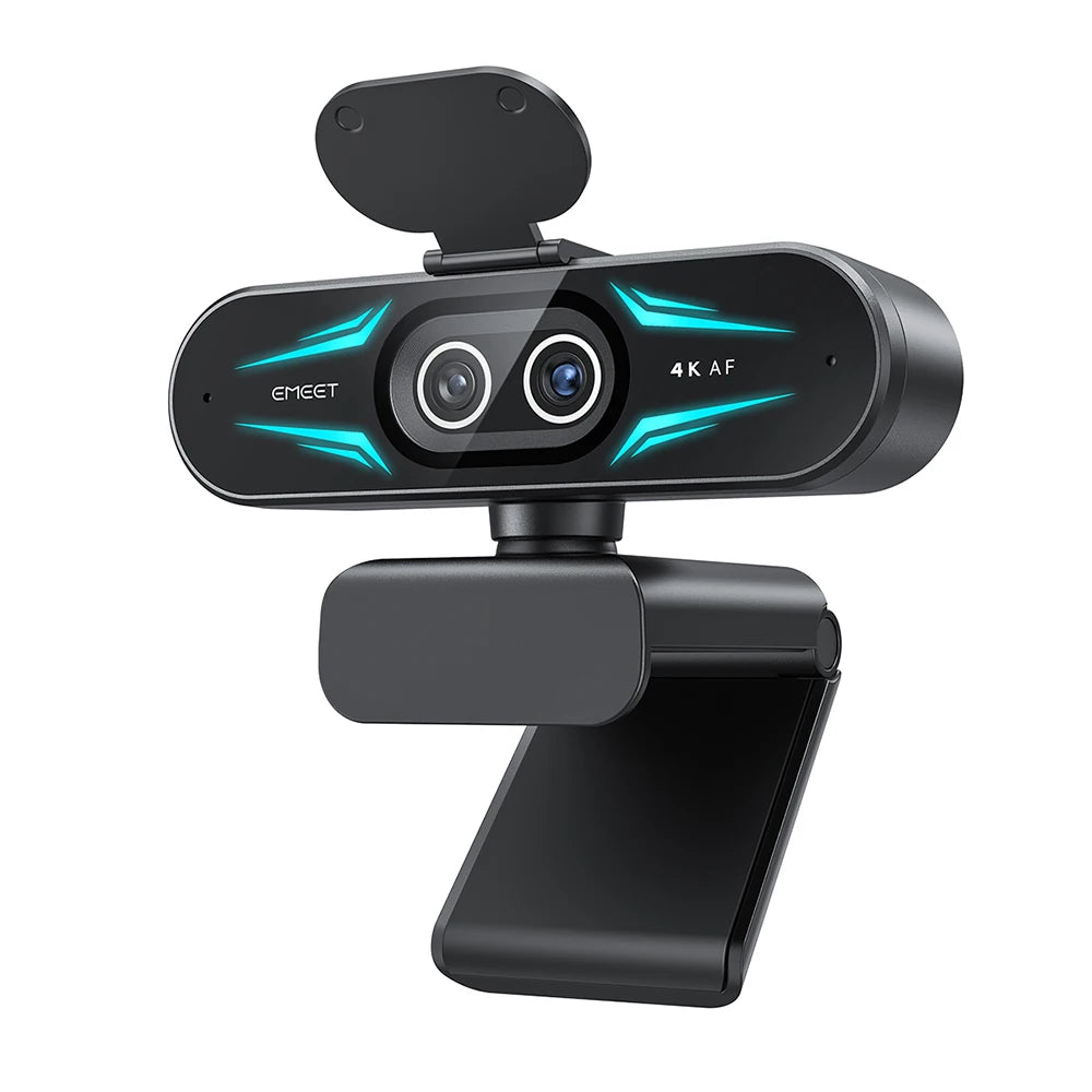 Cámara Web 4K 1080P 60fps EMEET C60E, Cámara USB Binocular 4K con Luz RGB para Streaming/Juegos, Cámara de Video para Computadora