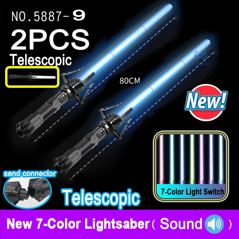 Nuevo sable de luz de 80/66 cm para duelo, espada láser RGB, juguete con 7 colores, sable de luz Force FX para niños, juguete FOC, regalo de espada láser Jedi, 2 unidades
