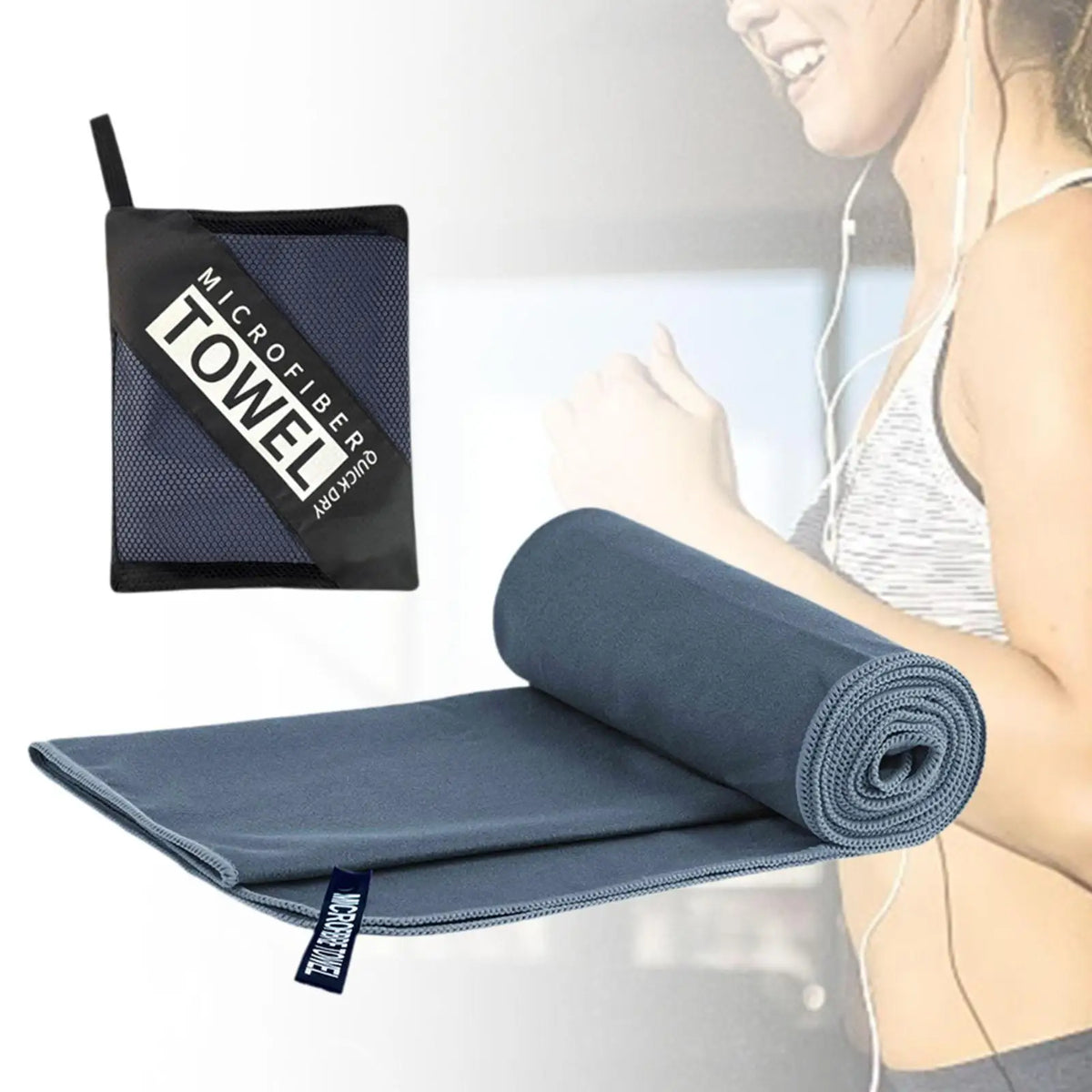 Toalla de secado rápido para el gimnasio, viajes, acampada, ligera, absorbente del sudor, de poliéster, ideal para deportes, entrenamiento, natación, senderismo, portátil y suave.