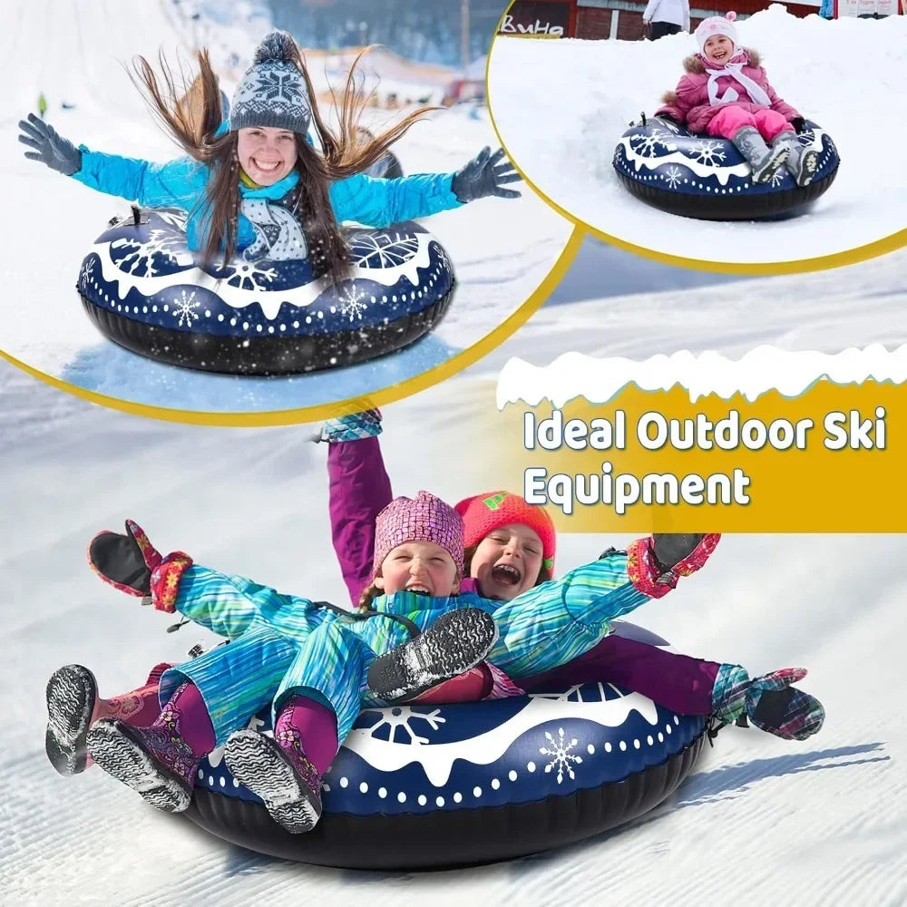 Tubo de trineo de nieve inflable de PVC de 120 cm, con asas cómodas y resistente al desgaste, ideal para trinear en invierno, flotar en el agua y practicar deportes al aire libre.