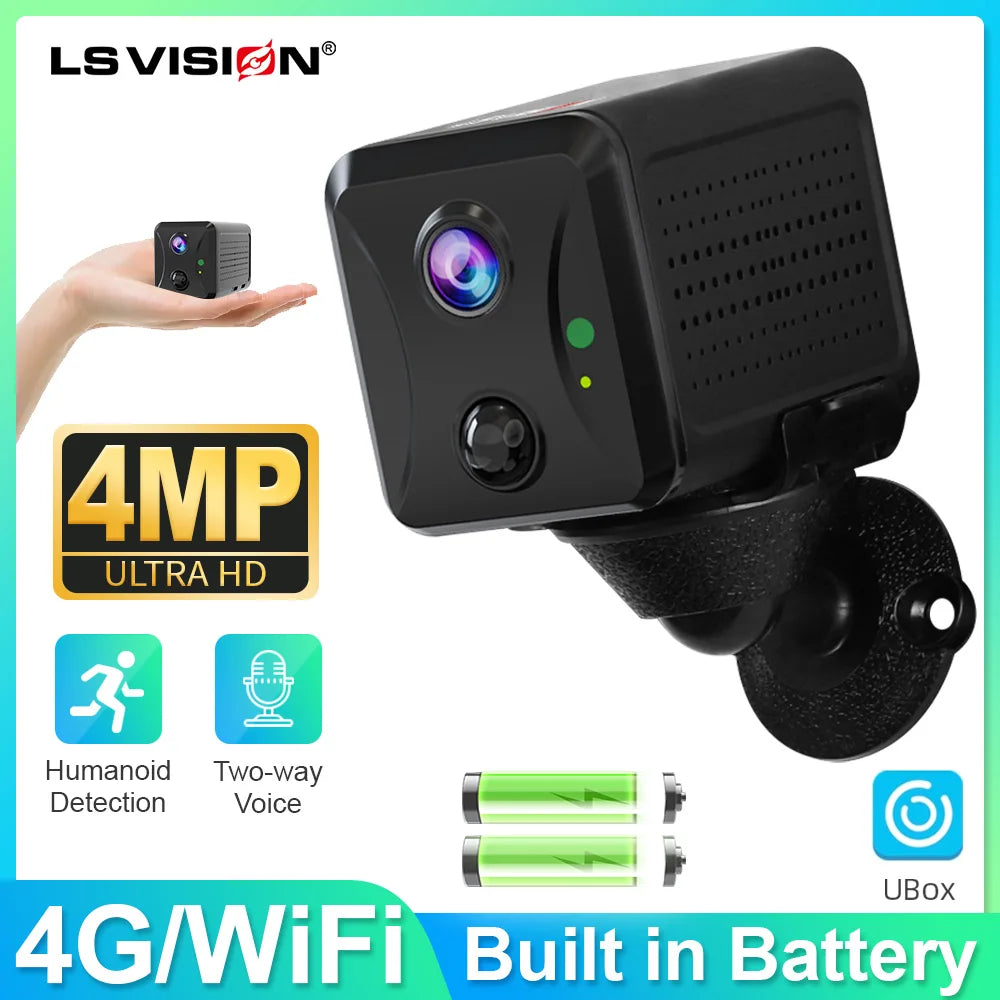 LS VISION 4G Mini cámara de seguridad para el hogar cámara interior de 5MP visión nocturna WiFi cámara para mascotas cámara inalámbrica detección de movimiento aplicación UBOX