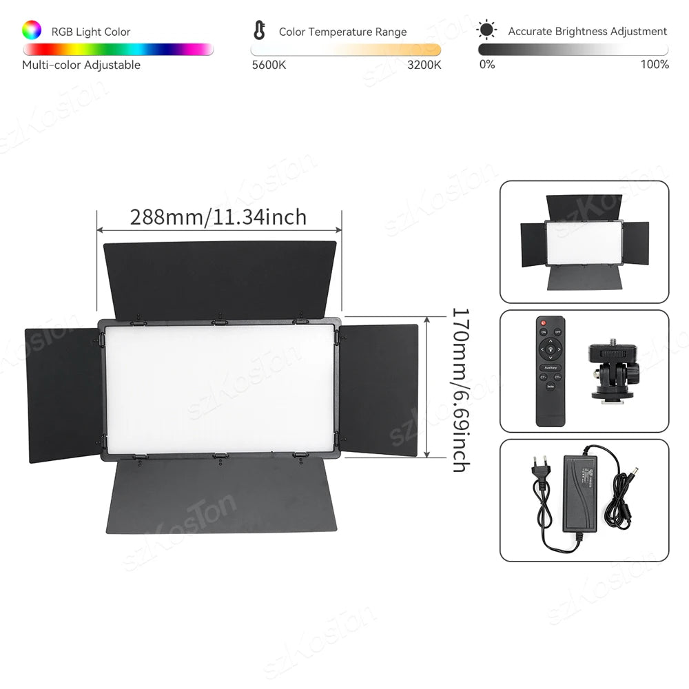 Kits de iluminación LED RGB para vídeo, lámpara de fotografía con soporte de luz de 78 pulgadas, batería de 8800mAh, 3200-5600K, para grabación de fotografía en YouTube