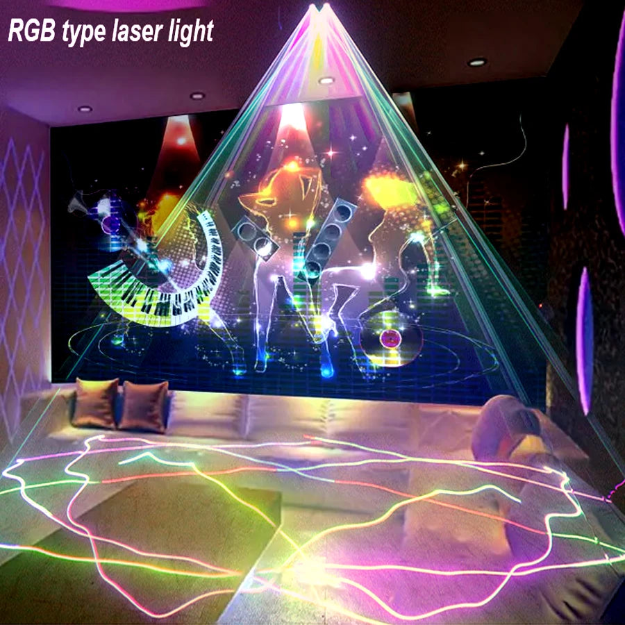 Luz láser de escáner de línea de haz RGB con doble lente, iluminación de escenario DMX512 para discoteca, bodas, bares y espectáculos