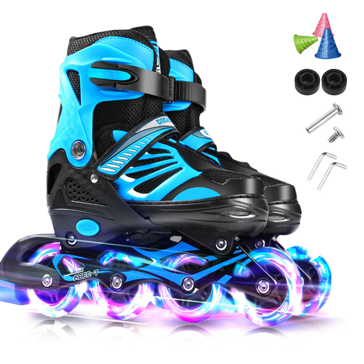 Tomshoo Patines de Ruedas Ajustables para Niños con Ruedas con Luz Intermitente, Patines en Línea para Niños y Niñas para Práctica Deportiva