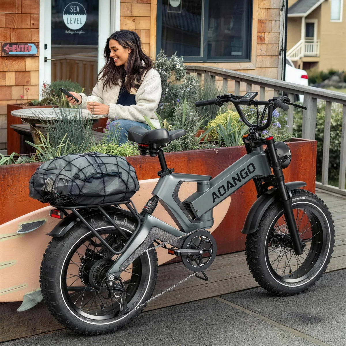 Bicicleta eléctrica plegable Aoango para adultos, batería extraíble de 48V 35Ah, bicicleta eléctrica de 20 pulgadas con neumáticos gruesos para hombres y mujeres, todoterreno