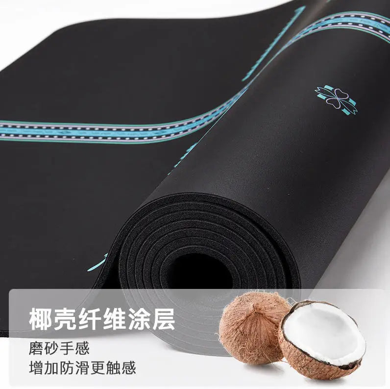 Estera de yoga de caucho natural de PU - Estera de lujo para fitness en casa deportiva con textura antideslizante de fibra de cáscara de coco