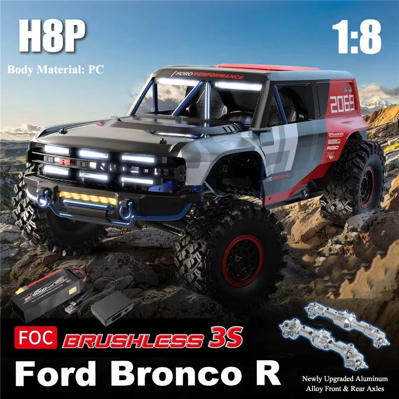 Mjx H8P - Coche de Control Remoto de Alta Velocidad sin Escobillas, Coche de Escalada RC Profesional, Vehículo Todoterreno con Tracción en las Cuatro Ruedas a Escala 1:8, Juguete de Coche RC